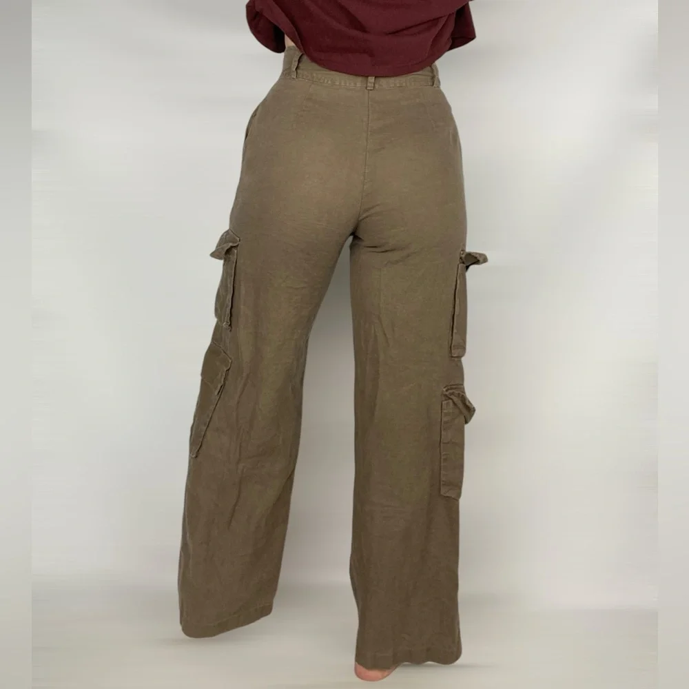 REFORMATION Linen Net‎ Sustain Mateo Wide Leg Cargo Pant